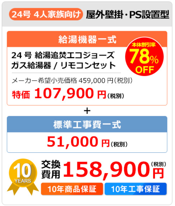 ネット専業の給湯器交換業者は、見積もりが市価の半額になる